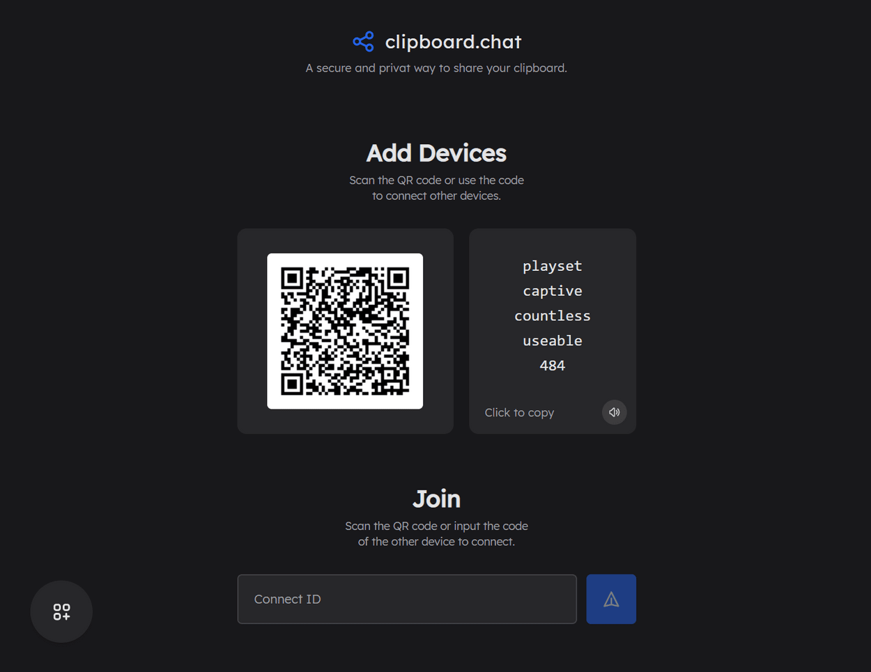 Screenshot/Mock-up of the project: Clipboard.chat