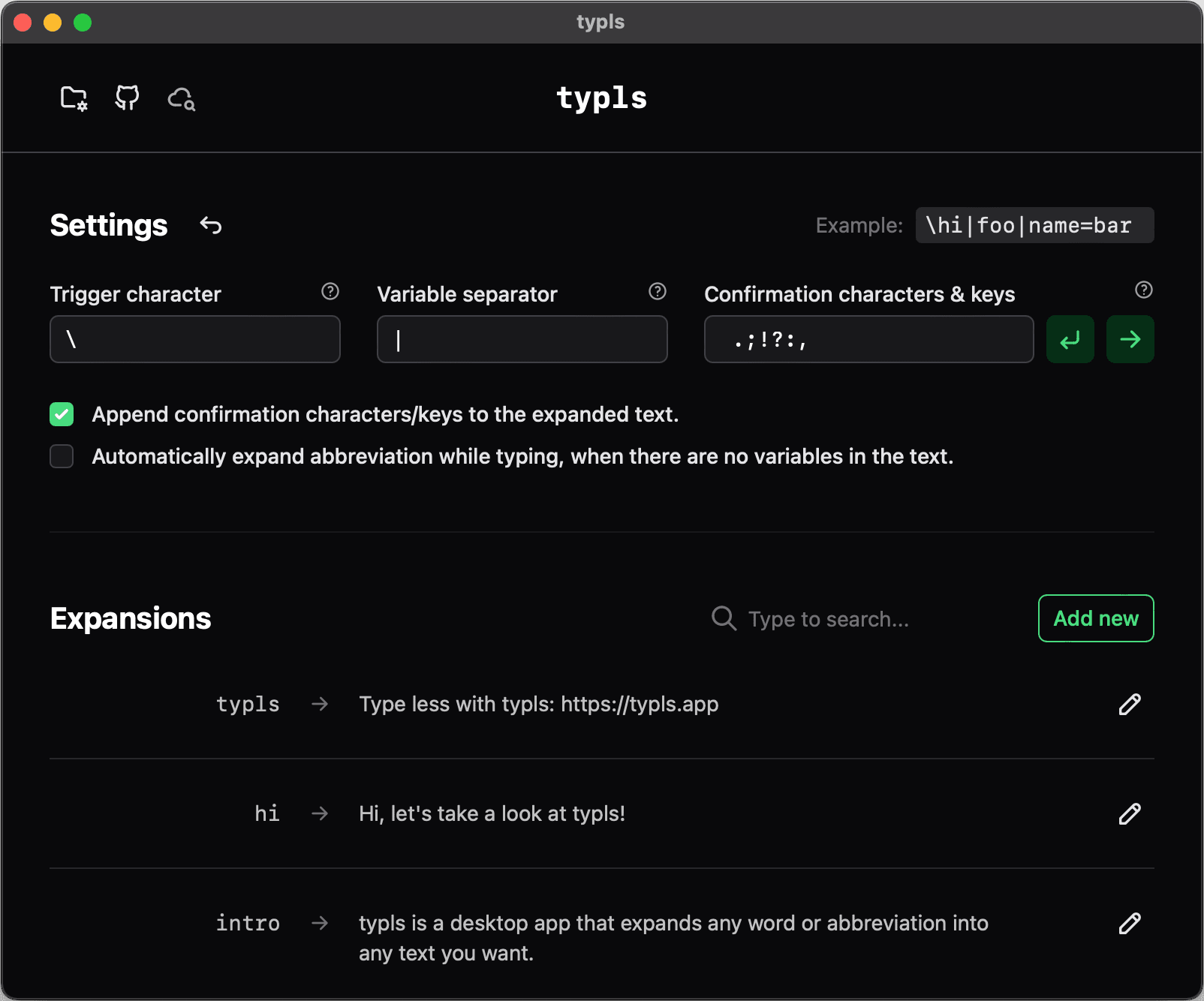 Screenshot/Mock-up of the project: typls