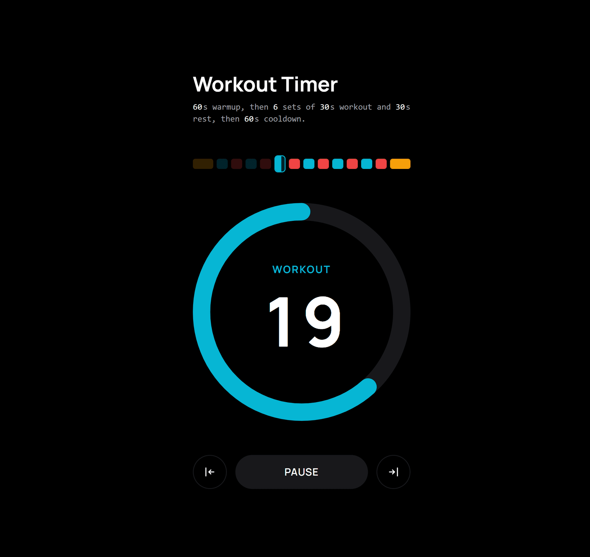 Screenshot/Mock-up of the project: Workout Timer